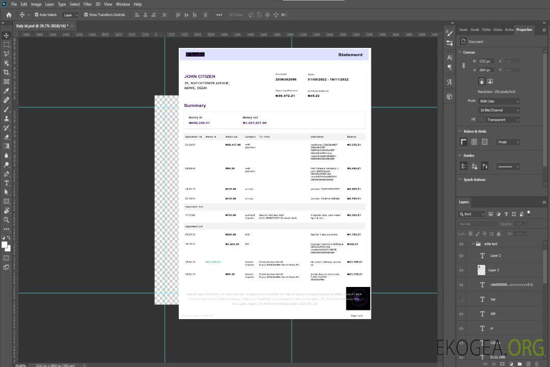 Modèle Word et PDF de relevé Nigeria KudaBank, 4 pages template Modèle Word et PDF de relevé Nigeria KudaBank, 4 pages template